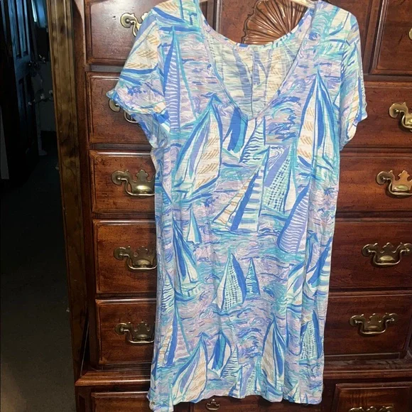 lilly pulitzer jessica short sleeve dress Lilly Pulitzer size XL Jessica Short Sleeve Dress Light Lilac Verbena Aboat  Time